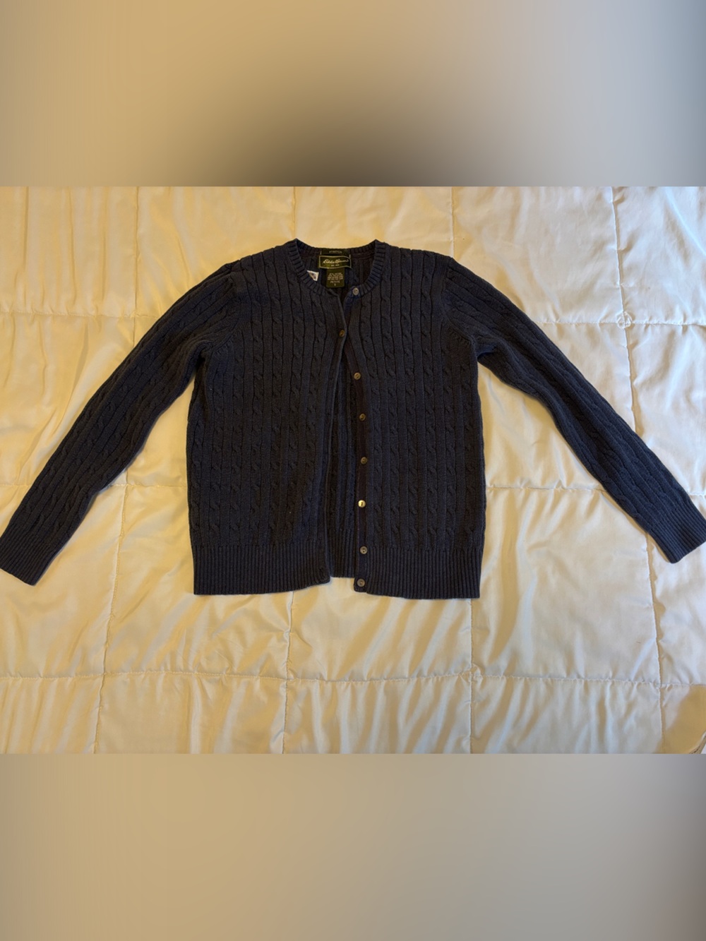 Eddie Bauer Dark Navy Cable Knit Button-Up Cardigan